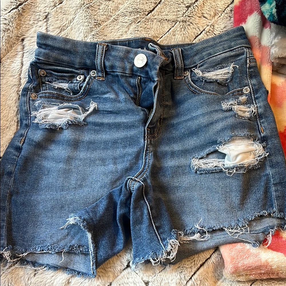 American Eagle Outfitters Ripped Blue Jean Shorts